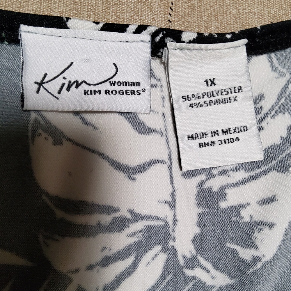 Kim Rogers Woman Stretch Black/White/Green Sleeveless Shift Dress Size 1X - Picture 6 of 7